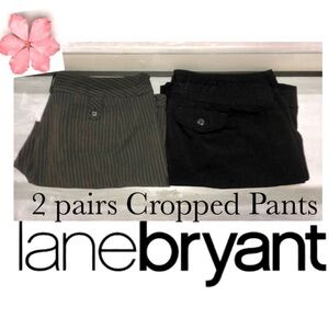 Lane Bryant Cropped Dress Pants Gray Pinstriped and Black Size 18